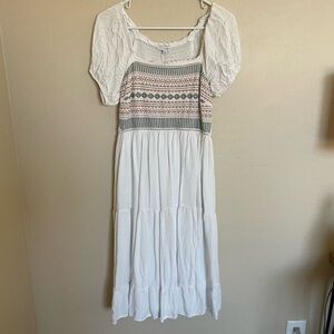 White Boho Patterned Women's Dress